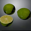 Fresh Green Limes With One Sliced Showing Juicy Inner Flesh