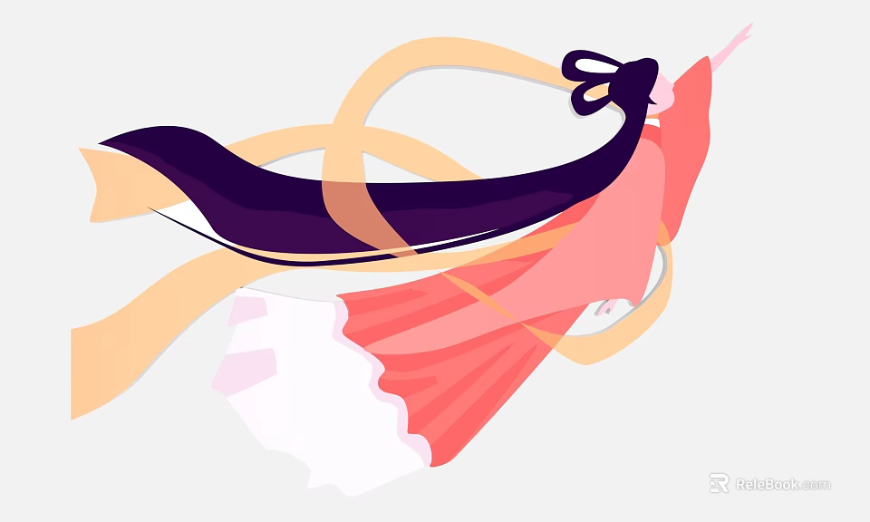 Artistic Abstract Wall Decor With Flowing Ribbons In Purple Pink Yellow Tones 3d model 