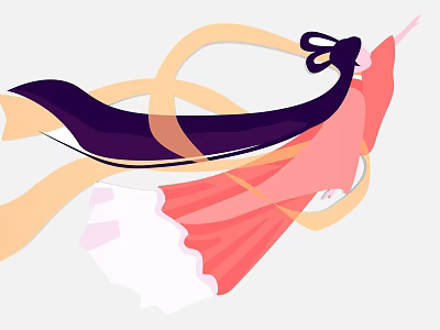 Artistic Abstract Wall Decor With Flowing Ribbons In Purple Pink Yellow Tones 3d model