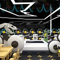 Colorful Children's Playground With Ball Pit Slide Climbing Structure And Space Theme Decorations