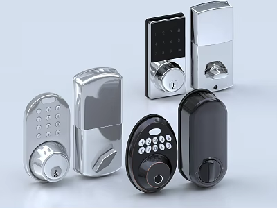 Smart Door Handles With Digital Keypad And Modern Designs In Stainless Steel And Black 3d model