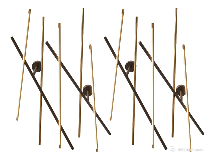 Modern Wall Lamps With Gold And Black Metal Stick Design For Home Decor 3d model 