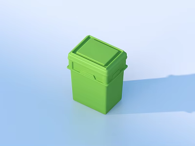 Green Trash Bin With Lid Practical Household Item For Home Use 3d model