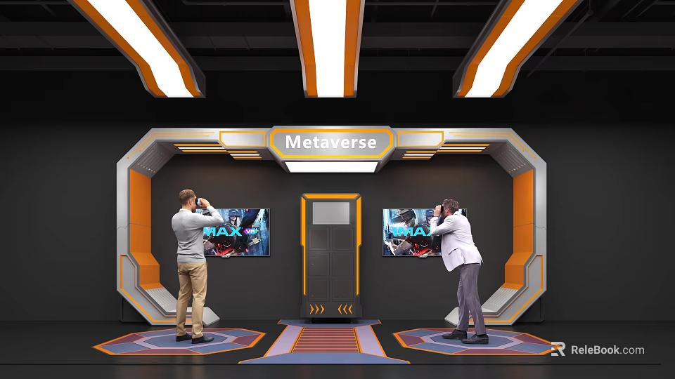 Metaverse Experience Setup With People Using Virtual Reality Devices 3d model 