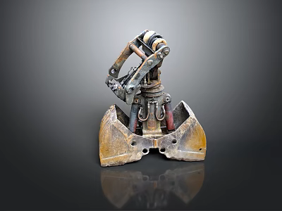 Function Vehicle Heavy Duty Bucket Attachment With Industrial Metal Structure And Rusty Surface 3d model