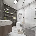 Modern Luxury Bathroom Interior Design With Marble Tiles Smart Toilet And Glass Shower Enclosure