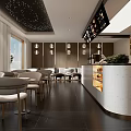 Modern Coffee Shop Interior With Comfortable Sofa Round Tables And Green Plants