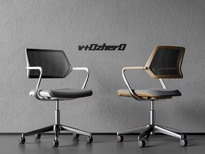 V+Office Modern Office Chairs With Mesh Back Metal Armrest Swivel Base And Ergonomic Design 3d model