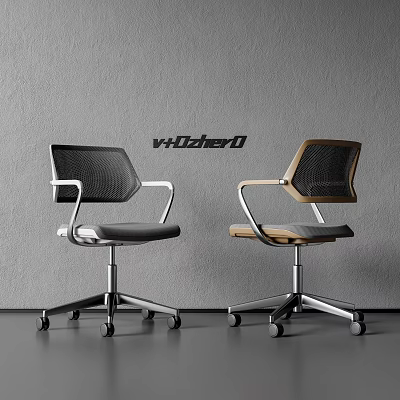 V+Office Modern Office Chairs With Mesh Back Metal Armrest Swivel Base And Ergonomic Design 3d model