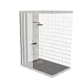 Modern Shower Room With Glass Partition Tile Wall And Rain Shower Head