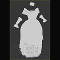 Brown Victorian Style Dresses with Off Shoulder Design and Lace Trim Paired with Matching Gloves