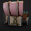 Open Wooden Chest With Bottles Plants Jars And Books Inside