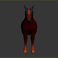 Red Horse Sculpture With Gray Head Detail In 3D Model Standing Pose