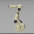 White Robotic Arm With Multiple Joints And Purple Circular Bionic Components On Gray Background 3d model
