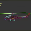 Khaki Helicopter Model With Rotors Transparent Cockpit And Fuselage Details