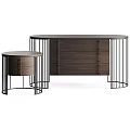 Modern Round Nightstand With Wooden Drawers And Black Metal Frame Design