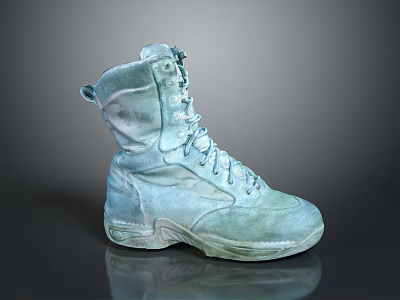 Vintage Teal High Top Lace Up Boots With Distressed Finish Thick Sole And Casual Style 3d model
