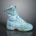 Vintage Teal High Top Lace Up Boots With Distressed Finish Thick Sole And Casual Style