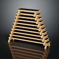 Modern Wooden Stool Featuring Stacked Layers Black Panels And Contemporary Design