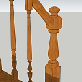 Wooden Staircase Design With Elegant Handrail And Solid Wooden Steps 3d model