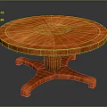 Sleek Orange Round Wooden Table With Cross Leg Design And Smooth Surface Finish