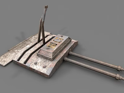Vintage Industrial Metal Mechanical Mechanism With Lever Tracks And Metal Base 3d model