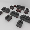 Black Sofa Set with Various Styles and Matching Wooden Accent Furniture for Living Room
