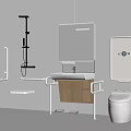 Accessible Bathroom Design With Handrails Shower Sink Toilet And Mirror