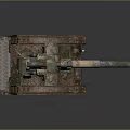 Military Vehicle With Large Cannon Barrel And Camouflage Paint Chassis Structure Design