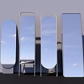 Modern Decorative Mirrors in Various Shapes Reflecting Sky and Clouds for Interior Design