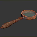 Wooden Handle Magnifying Glass With Orange Frame And Clear Lens