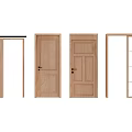 Wooden Hinged Doors Featuring Various Panel Designs And Glass Inserts For Home 3d model
