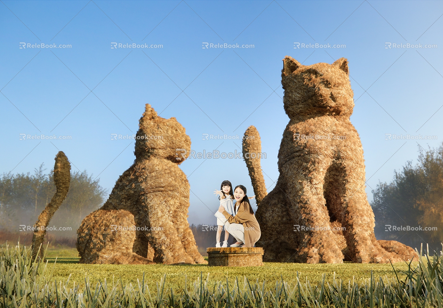 Modern Straw Art Landscape Device 3d model