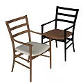 Stylish Leisure Chairs With Wooden And Black Metal Frames Light Brown Cushions