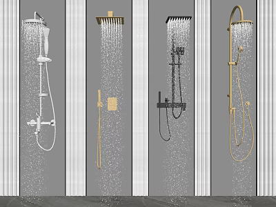 Shower Systems Various Designs Chrome Gold Black Finishes Handheld Sprayer Water Flow In Bathroom 3d model