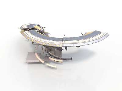 Curved Metal Structural Component With Shiny Surface And Support Structures 3d model