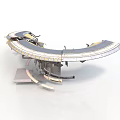 Curved Metal Structural Component With Shiny Surface And Support Structures