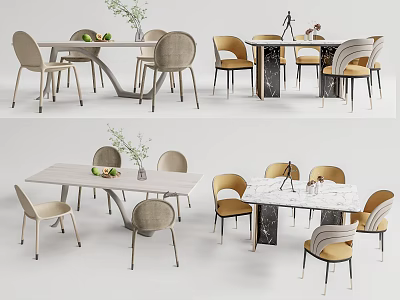 Modern Dining Table and Chair Combination Dining Table and Chair 3d model