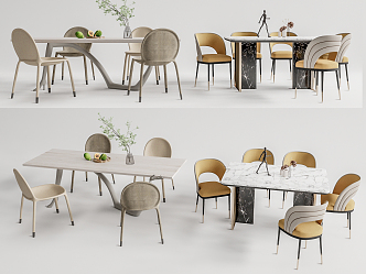 Modern Dining Table and Chair Combination Dining Table and Chair 3d model