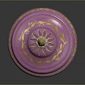 Pink Decorative Ornament Set With Gold Accents Lid And Landscape Painting Design
