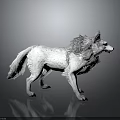 Detailed 3D Rendered White Wolf Statue With Realistic Fur And Standing Pose