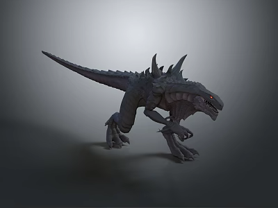Fantasy Creature Character With Spiked Body Sharp Claws And Glowing Red Eyes In 3d model