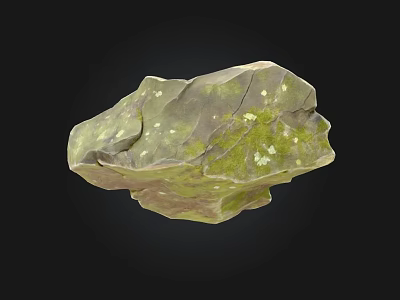 Rustic Stone And Wooden Decorative Piece With Natural Green Moss Texture 3d model