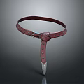Burgundy Leather Belt With Adjustable Strap Metal Buckle Rivets And Metal Tip