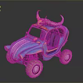 Unique Blue Cartoon Style Off Road Vehicle With Animal Skull Roof Decoration And Large Tires