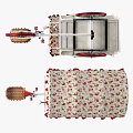 Vintage Bicycle With Floral Canopy And Food Cart Structure Red Wheels