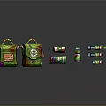 Stylish Green and Red Design Household Products Including Bags and Roll Items