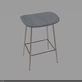 Modern Upholstered Bar Stool With Gray Fabric Seat And Metal Frame Legs