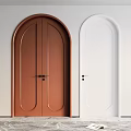 Modern Brown and White Arched Double Doors in Interior Home Design