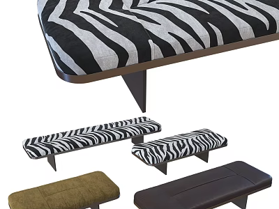 Stylish Sofa Bench With Zebra Pattern Brown And Dark Brown Fabric Designs 3d model